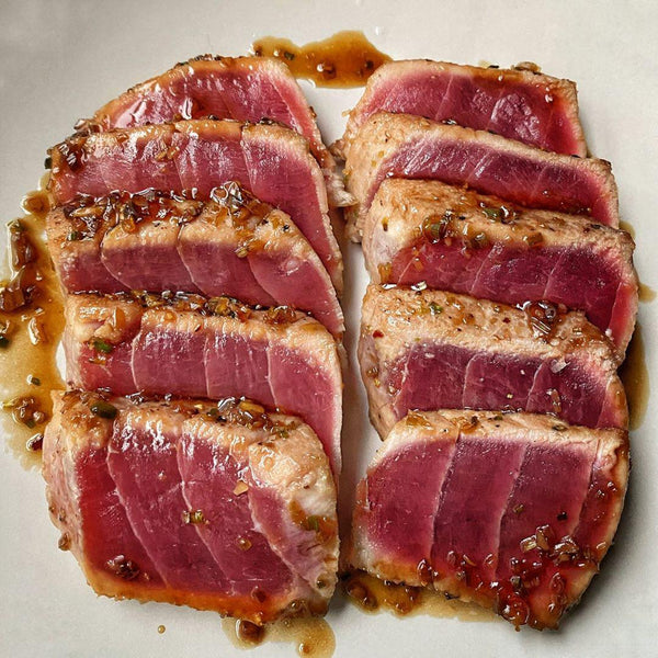 Seared Yellowfin Tuna with Sweet and Tangy Glaze – Four Star Seafood ...