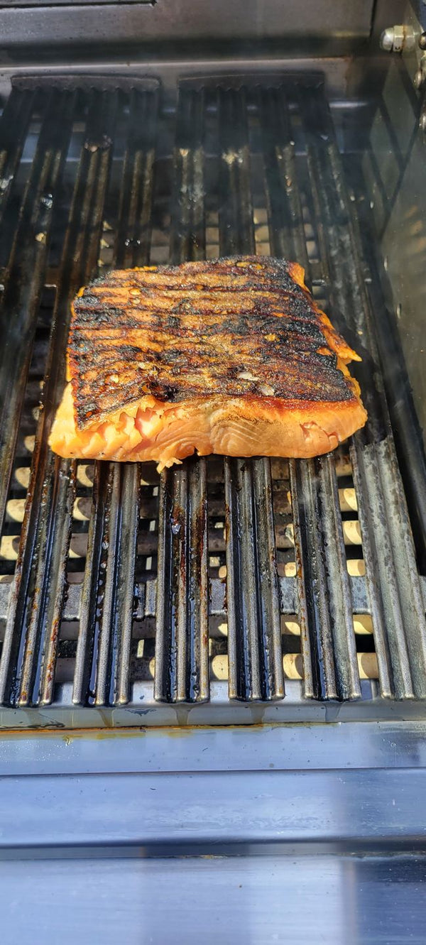 wild king salmon on grill